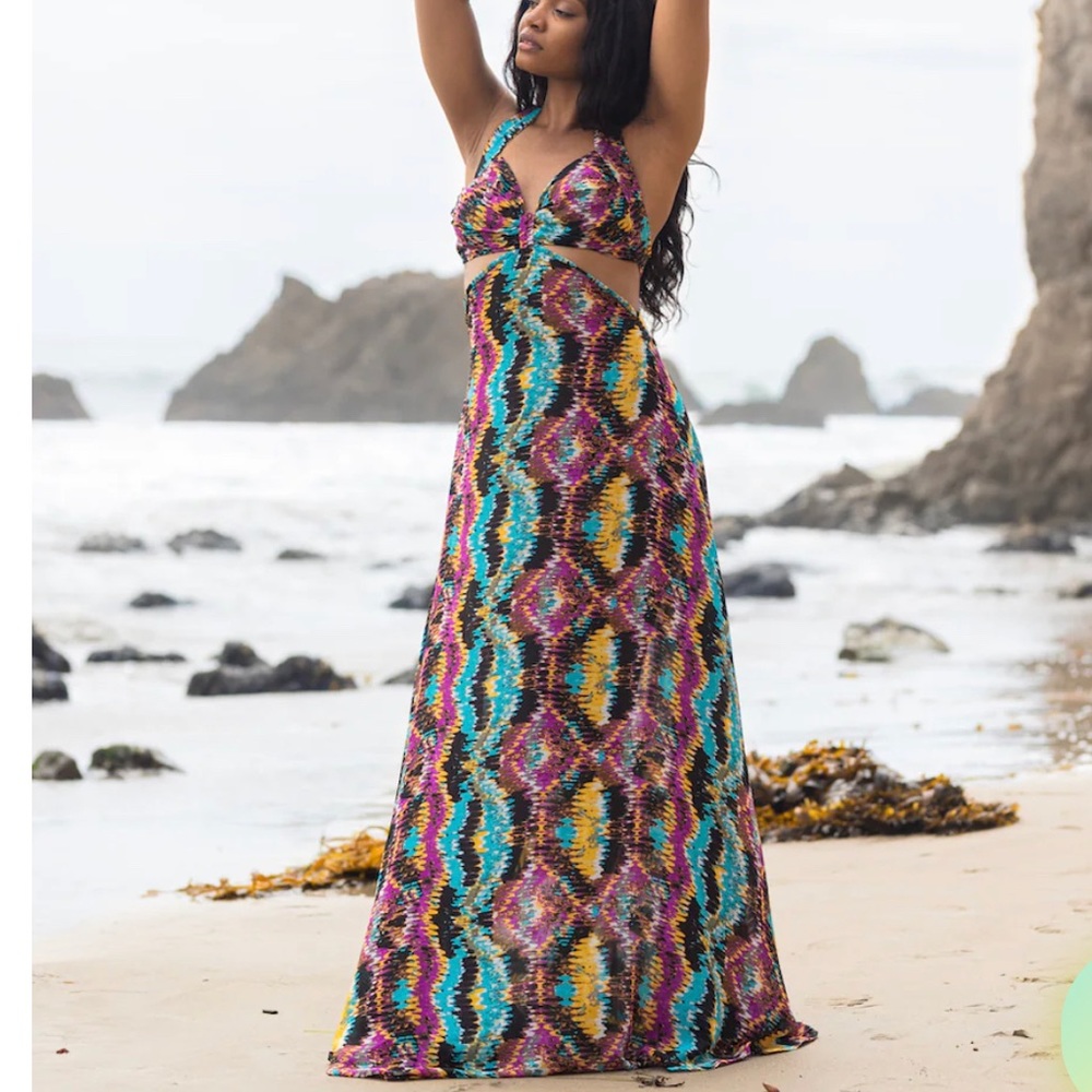 OYE Studio ,NWT , Maxi dress, chiffon, hand made in Africa, size M